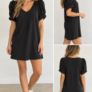 AMADI Black Puff Sleeve T-Shirt Dress – Size Small